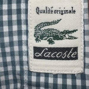 Lacoste Men’s Green and White Gingham Shirt Size 45